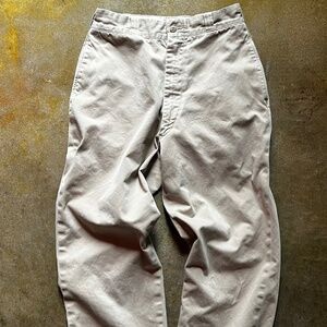 Vintage 1960s-1970s Military Trousers Cotton Khaki 8.2 oz. 30x29 Actual 26x27.5